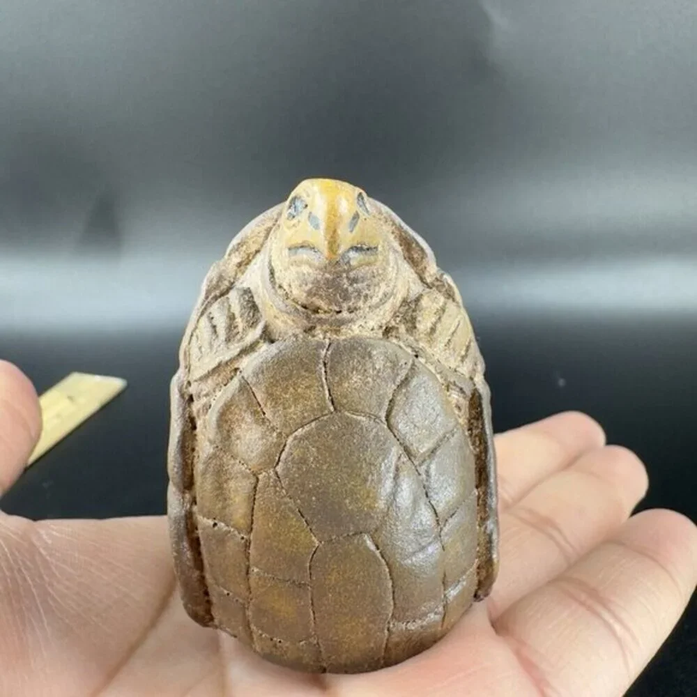 Vintage Whimsical Resin Turtle Figurine Brown‎ Textured Figure Anthropomorphic